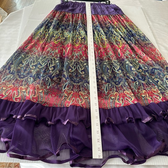 Colorful Paisley Print mesh lined tiered fairy Women's Skirt Sacred Threads - Picture 3 of 6